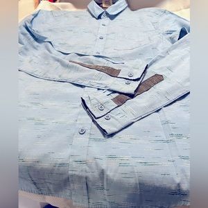Men’s Slim Fit SZ M Blue Gear Button Up Shirt